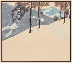 Josef Stoitzner, Aus den Tauern, colour woodcut on paper; unframed