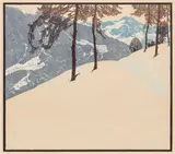 Josef Stoitzner, Aus den Tauern, colour woodcut on paper; unframed