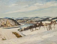 Ernst Huber, Winter landscape, oil on canvas; framed