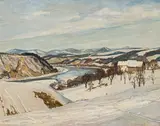 Ernst Huber, Winter landscape, oil on canvas; framed