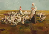 Demeter Koko, Goose pasture, oil on cardboard; framed