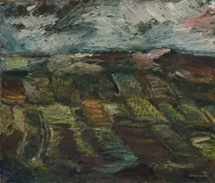 Ferdinand Stransky, Fields near Jedenspeigen, 1979, oil on canvas; framed