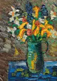 Karl Stark, Still life (flowers in jug), 1988, oil on canvas; framed