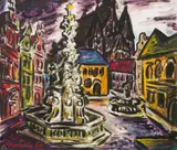 Helmut Arnez, Eggenburg II (NÖ), 1980, oil on canvas; framed