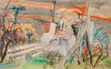 Kurt Moldovan, ORF-Salzburg, 1974, Aquarell auf Papier; gerahmt