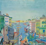 Oskar Laske, Venezia, Festa, gouache on paper; framed