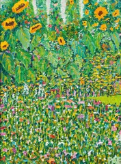 Peter A. Etzer, Sunflowers, oil on canvas; framed