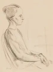 Joseph Floch, Lady in profile, 1936-39, charcoal on paper; framed