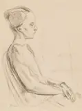 Joseph Floch, Lady in profile, 1936-39, charcoal on paper; framed