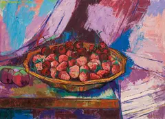 Maximilian Florian, Still life with fruit bowl, 1960, oil on canvas; framed