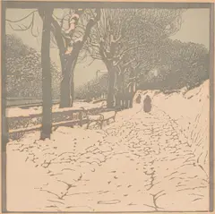 Carl Moll, Winter (Hohe Warte in Wien), 1903, colour woodcut on laid paper; framed