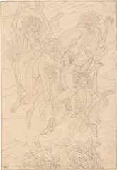 Friedrich König, Mixed lot: Five drawings, pencil on paper; unframed