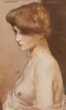 Karl Sterrer, Female half nude to the left, 1908, oil on canvas; framed