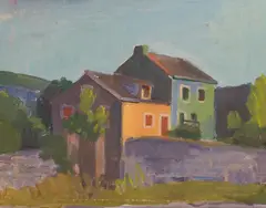 Franz Lerch, Häuser, c. 1928, oil on canvas; framed