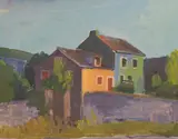 Franz Lerch, Häuser, c. 1928, oil on canvas; framed