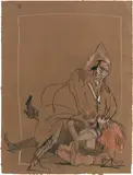 Alfred Hrdlicka, Ejercicios VII" (from the series: Zurbaran), 1985, mixed media on paper; framed