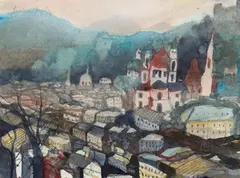 Bernhard Vogel, Untitled (Salzburg), 1989, watercolour on paper; framed