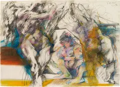 Fritz Martinz, Three nudes, 1970, mixed media on paper; framed