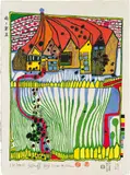 557B DO NOT WAIT HOUSES, MOVE by Friedensreich Hundertwasser, 1989, Japanese woodcut in 14 colours; unframed, sold Mar 2024