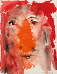 The Lion by Otto Muehl, 1985, watercolour on paper; framed, sold Mar 2024