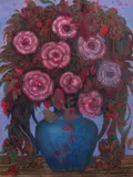 Ernst Fuchs, Untitled (Flower still life), 1987, pastel on paper; framed