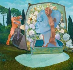 Leherb, Verlust der Zärtlichkeit, oil on canvas; framed