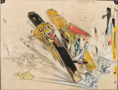 Peter Sengl, Fünfhaftigkeit, 1988, mixed media on paper; framed