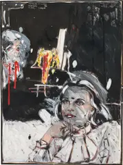 Weltenende im Kleinen by Peter Sengl, 1984, mixed media on paper on cardboard; framed, sold Mar 2024