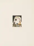 Karl Korab, Untitled (from the portfolio "Der Mann ohne Schnurrbart"), 1972, colour etching; framed