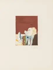Karl Korab, Untitled (from the portfolio"Der Mann ohne Schnurrbart"), 1972, colour etching; framed