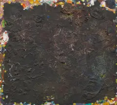 Übermalung by Oswald Oberhuber, 1952, mixed media on press board; mounted on wooden frame, sold Mar 2024
