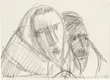 Werner Berg, Bauernpaar, 1965, pencil on paper; framed
