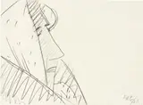 Werner Berg, Frau mit Kopftuch, 1971, pencil on paper; framed