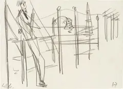 Wartender by Werner Berg, 1967, pencil on paper; framed, sold Mar 2024
