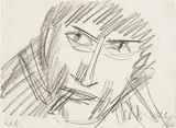 Werner Berg, Rauchender Mann, 1969, pencil on paper; framed