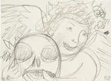 Werner Berg, Tod und Engel, 1962, pencil on paper; framed