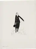 Werner Berg, Davoneilende II, 1972, woodcut on paper; framed