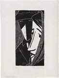 Werner Berg, Ländliches Paar, 1959, woodcut on paper; framed