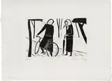 Werner Berg, Srečno, 1962, woodcut on paper; framed