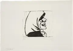 Auflachende by Werner Berg, 1937, woodcut on paper; framed, sold Mar 2024