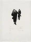Werner Berg, Unterwegs nach Luzia, 1972, woodcut on paper; framed
