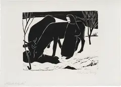 Wintertränke by Werner Berg, 1934, woodcut on paper; framed, sold Mar 2024