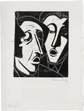 Werner Berg, Sänger, 1954, woodcut on paper; framed
