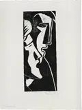 Werner Berg, Singende, 1950, woodcut on paper; framed