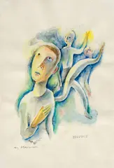 Carry Hauser, Begebnis, 1982, watercolour on paper; framed