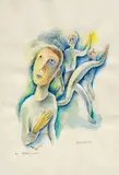 Carry Hauser, Begebnis, 1982, watercolour on paper; framed