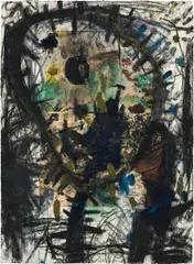 Gunter Damisch, Untitled, mixed media on paper; framed