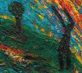 Gunter Damisch, Untitled, 1986, oil on canvas; framed