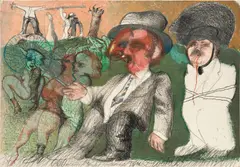 Peter Dwořak, Mixi und Meister unterwegs, 1979/16, mixed media on paper; unframed