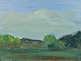 Georg Eisler, Untitled (landscape), 1975, oil on board; framed